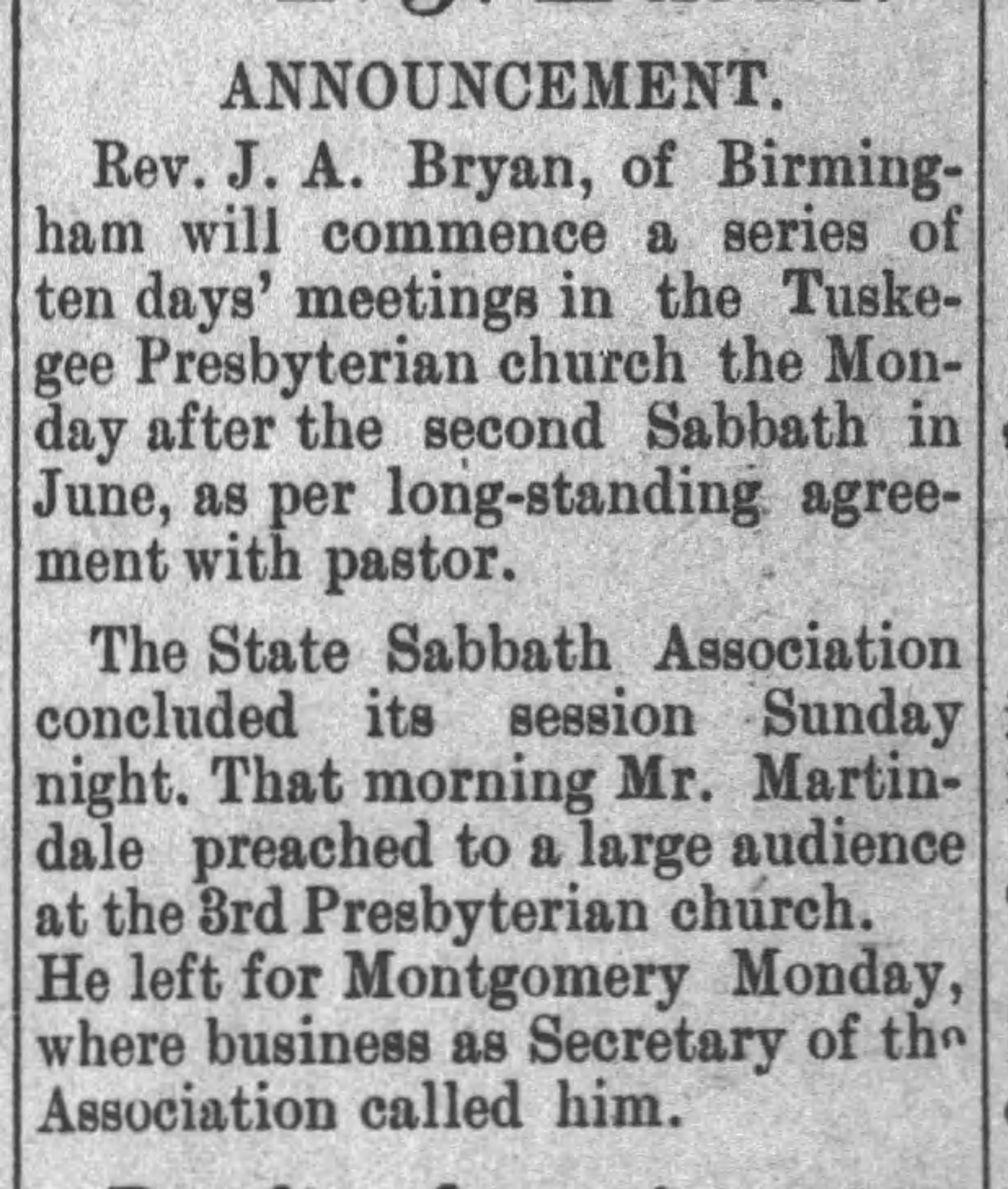 Revival Meetings and Sabbath Association